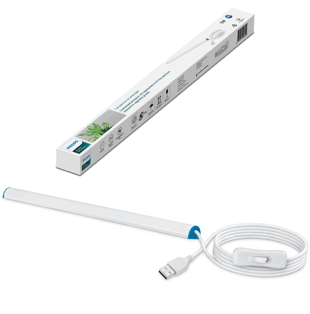 フィリップス(Philips) デスクライト 植物育成ライト - 植物用ライト 290lm Ra90 観葉植物 多肉植物 室内栽培 照明 白色光 USB給電 スイッチ付 両面テープ マグネット ネジ