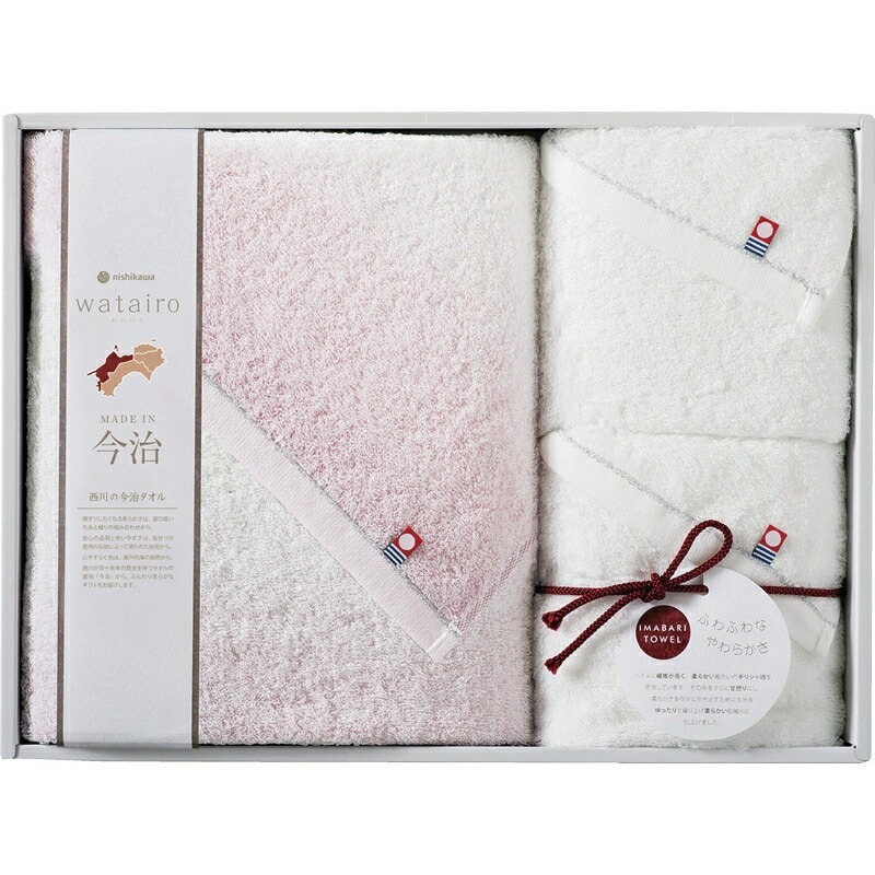 （ギフト）今治わたいろ 西川今治タオル バスタオル&フェイスタオル2P ピンク
