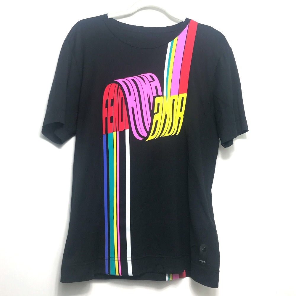 半袖Ｔシャツ FY0936 レインボー ロゴ トップス アパレル コットン ブラック