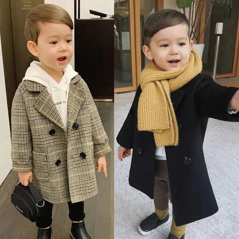 26歳の男の子用のダブルブレストロングウールオーバーコート ファッショナブルなラペルジャケット 美しいアウター 秋と冬