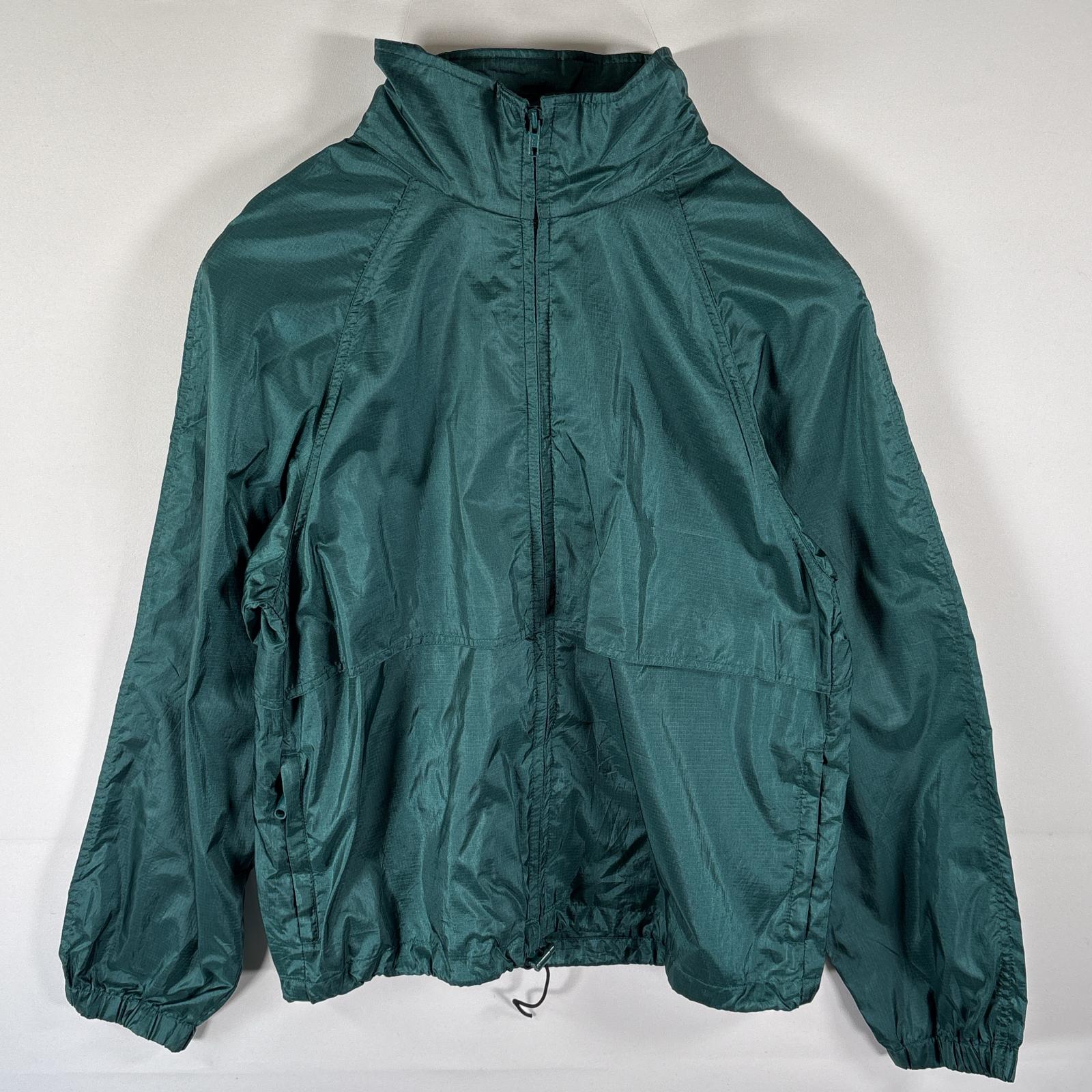 古着 80s/80年代 ヴィンテージ ナイロンジャケット フルジップ メッシュライナー 黒タグ M グリーン系 メンズ