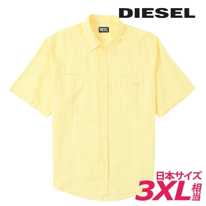 半袖シャツ メンズ S-OMAR-SSL オーバルDワンポイント刺繍ロゴ 麻混 die-m-t-g4-11e