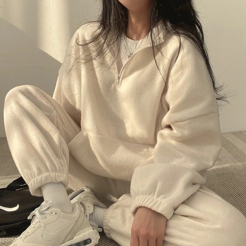 トレーナー 大きいサイズ 小柄 韓国ファッション 2点セット 長袖 厚手 裏起毛 秋冬 スウエットセット 【3カラー】カジュアル