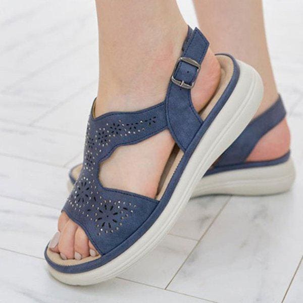 [シューズ] パンチングビーズ 女性 レディース 夏 ストラップ サンダル 3.5cm/2color sjssm-sm-768