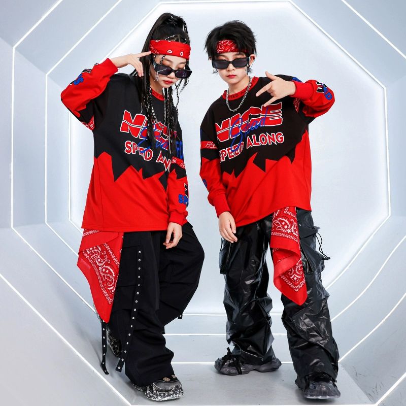 子供の街のダンスの公演服の男の子のhiphopヒップホップのファッションのクールな機関車の服の女の子の揚げた街のショーのジャズのダンスのスーツ