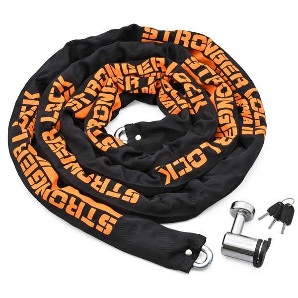 D48412 バイクロック 30mm幅チェーン φ8mmスチール合金製 ストロンガーチェーンロック 3.0m