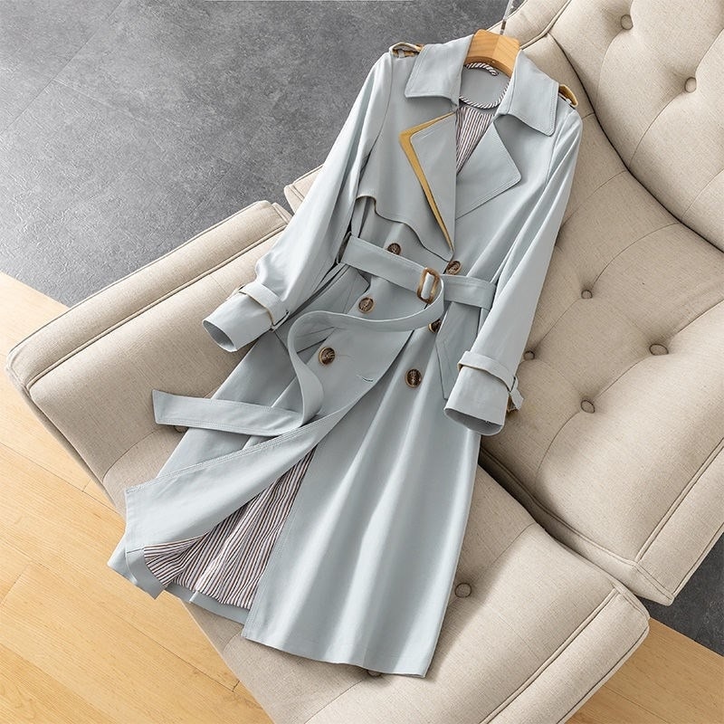 韓 ライトアウター コート レディース トレンチコート ロング丈ジャケット 服 スプリングコート