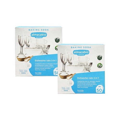 アルマカビオベーキングソーダ食器洗い機洗剤タブレット50ea x 2ビーガン洗剤きれいな皿洗い便利な簡単安全