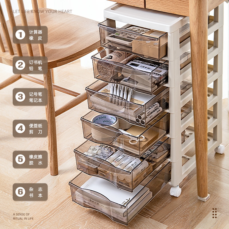 文具収納キャビネット引き出しタイププラスチックオフィスデスク多層収納ファイル整理キャビネット