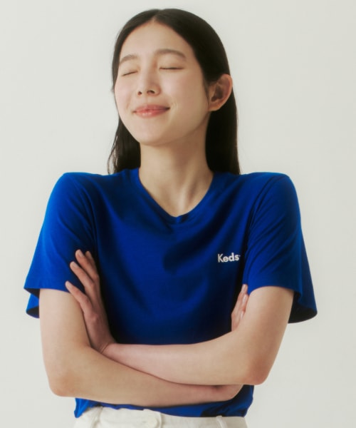 BASIC BLUE T-SHIRTS ロゴ 半袖Tシャツ Tシャツカットソー ドロップショルダー
