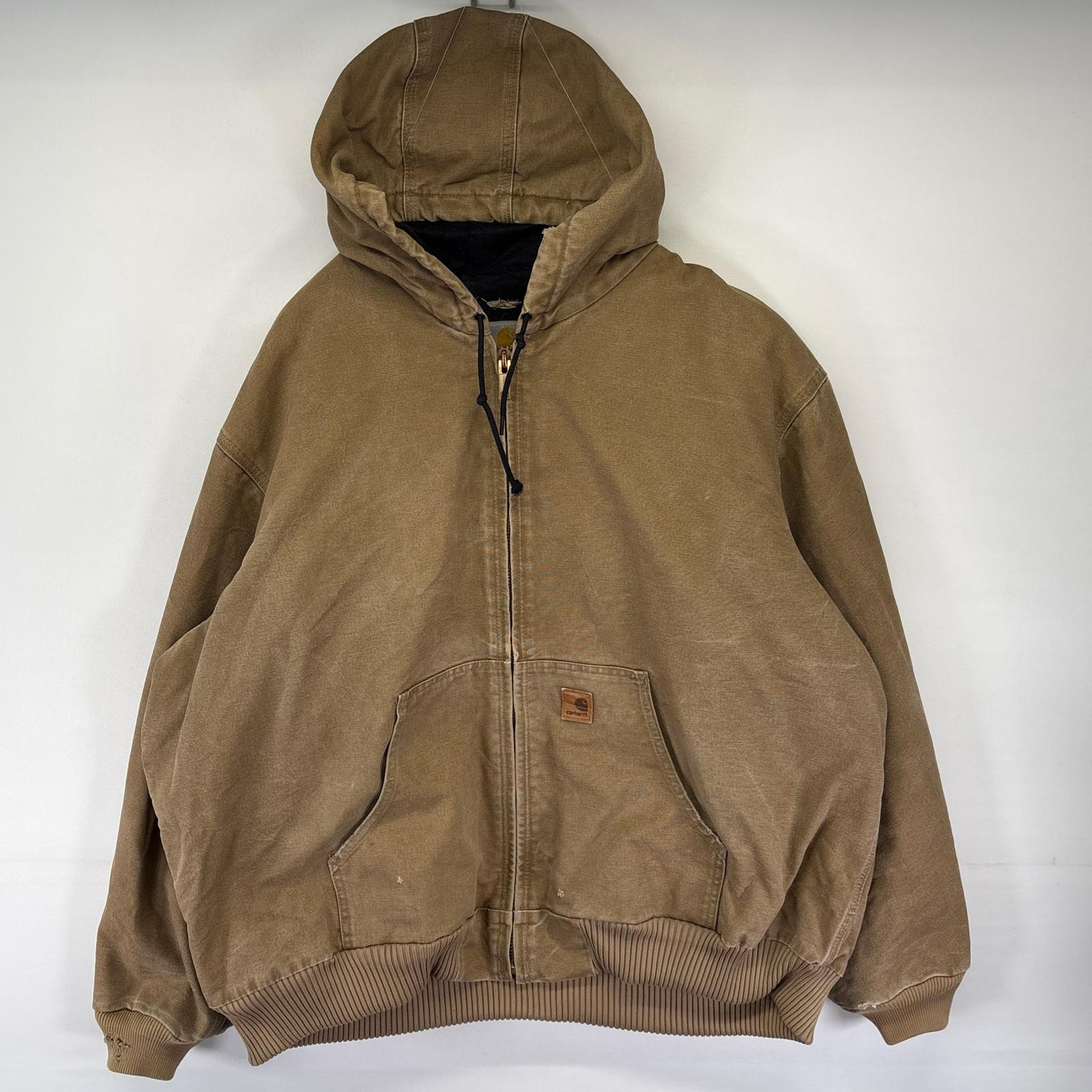 古着 ダック ジャケット 中綿 アクティブJKT フルジップ 大きいサイズ 3XL ブラウン系 メンズ