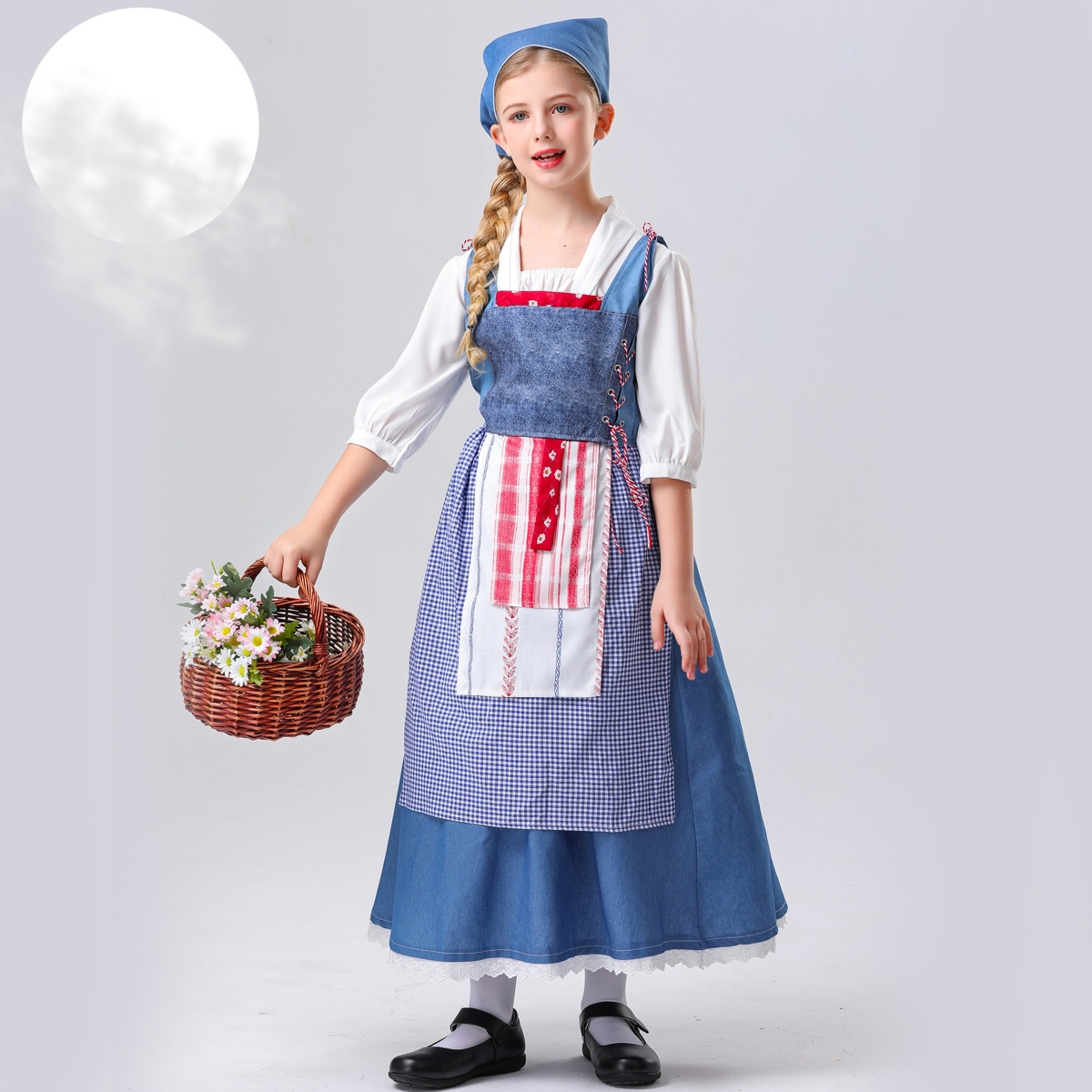 新しいハロウィン子供用ヨーロッパ牧歌的なスタイルのファームメイド衣装メイド執事ドラマステージパフォーマンスドレス