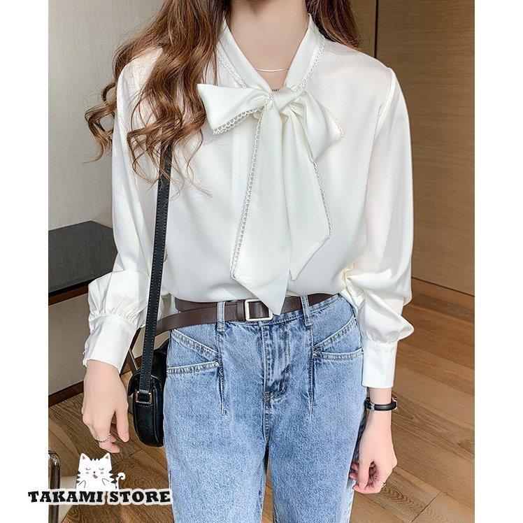 【急速出荷!】【制服標準装備】ボウタイブラウス ブラウス トップス レディース 長袖 ボウタイリボンブラウス シャツブラウス 大きいサイズ 3L スーツ インナー 白 春 秋