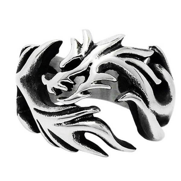 ファイヤードラゴンステンレスリング（RSB021） 竜 龍 指輪 メンズ レディース ペアリング プレゼント かっこいい 男性 女性 サージカルステンレス316L r0783xxxxxxxx