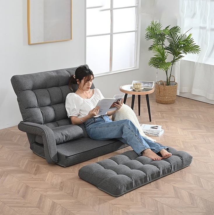 座椅子 二人掛け 4WAY 連動肘つき リクライニングソファ 折りたたみ 座いす 2人掛けソファー ハイバック リクライニングローソファー コンパクト リラックスチェア リクライニングチェア