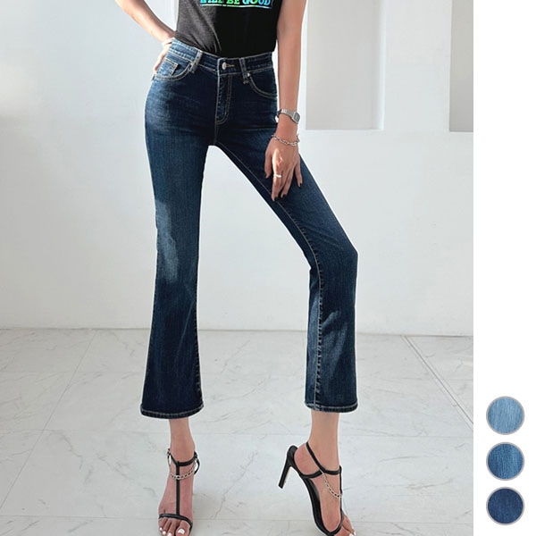 パンツ レディース ボトムス デニム ロングパンツ ストレート アンクル丈 ハイウエスト ウエストゴム クール素材 カジュアル 春 夏 韓国 to26015