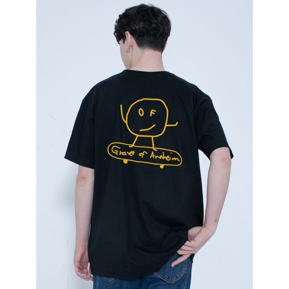 グラバーラインドットボードバックプリント半袖Tシャツ 4COLOR