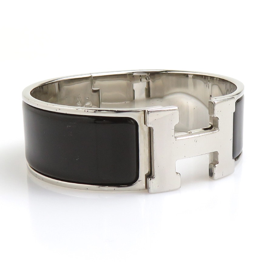 エルメス HERMES バングル ブレスレット クリッククラック メタル/エナメル シルバー/ダークブラウン レディース e59745i