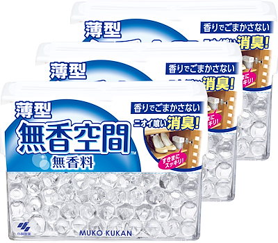 他サイト： [ 無香空間 ] 置き型 消臭剤 【 消臭ビーズ でしっかり 消臭 】部屋 玄関 靴箱 下駄箱 タバコ クローゼット トイレ ペット のニオイにも! 小林製薬 (本体/薄型無香空間/無香料)まとめ買いの商品画像