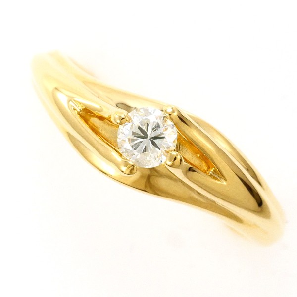 K18 18金 YG リング 指輪 11号 ダイヤ 0.22 鑑別書 ジュエリー 中古