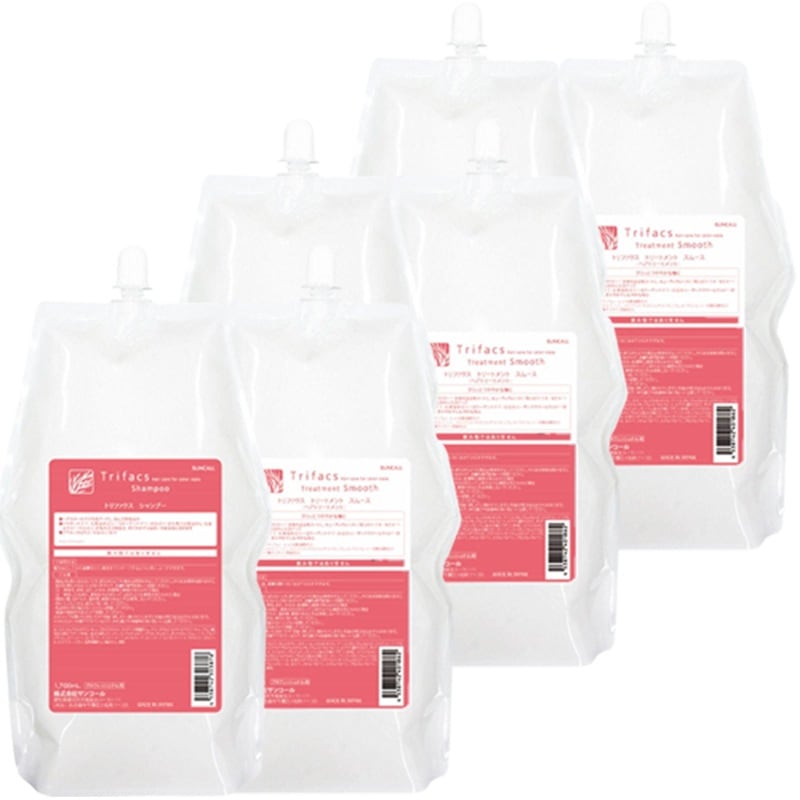 トリファクス シャンプー 1700mL ×3個 + トリートメント スムース 1700g ×3個 詰め替え セット