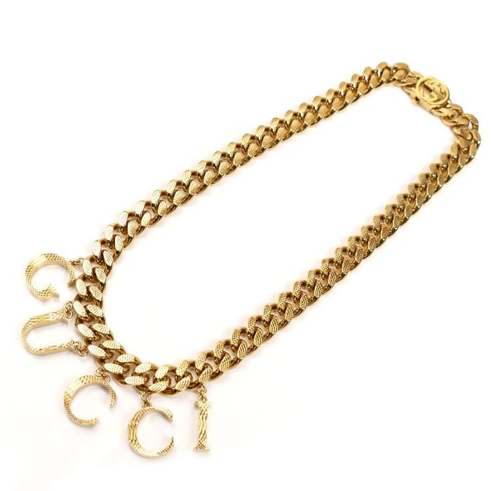 GUCCI グッチ GP インターロッキング スクリプト ロゴ チェーン ネックレス 111.7g 43cm ユニセックス 中古 美品