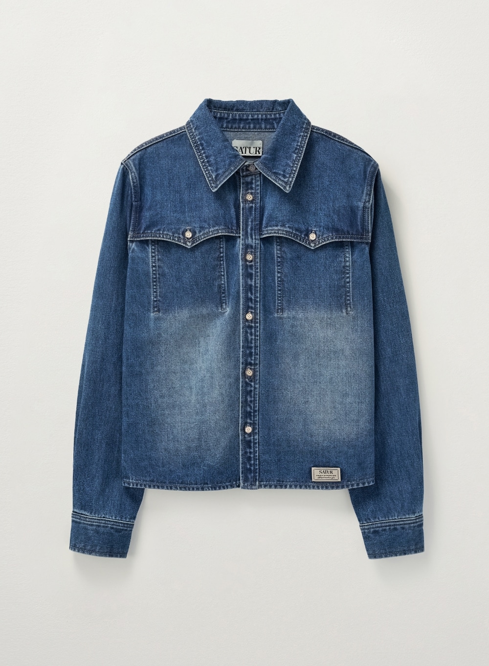 【SATUR】 (W) WASHED DENIM SHIRT : BLUE 22,700円