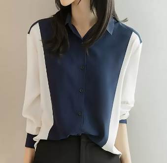 バイカラー トップス シャツ ブラウス 袖あり 長袖 バルーンスリーブ 襟付き ストレート ボタン 大人可愛い きれいめ シンプル カジュアル 上品 おしゃれ お洒落 かっこいい 大人女子 こなれ感