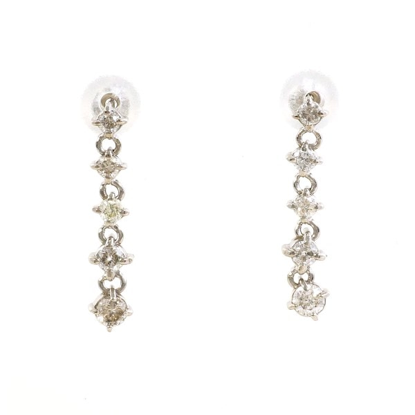 K14 14金 WG ホワイトゴールド ピアス ダイヤ 0.20 ×2 ジュエリー 中古