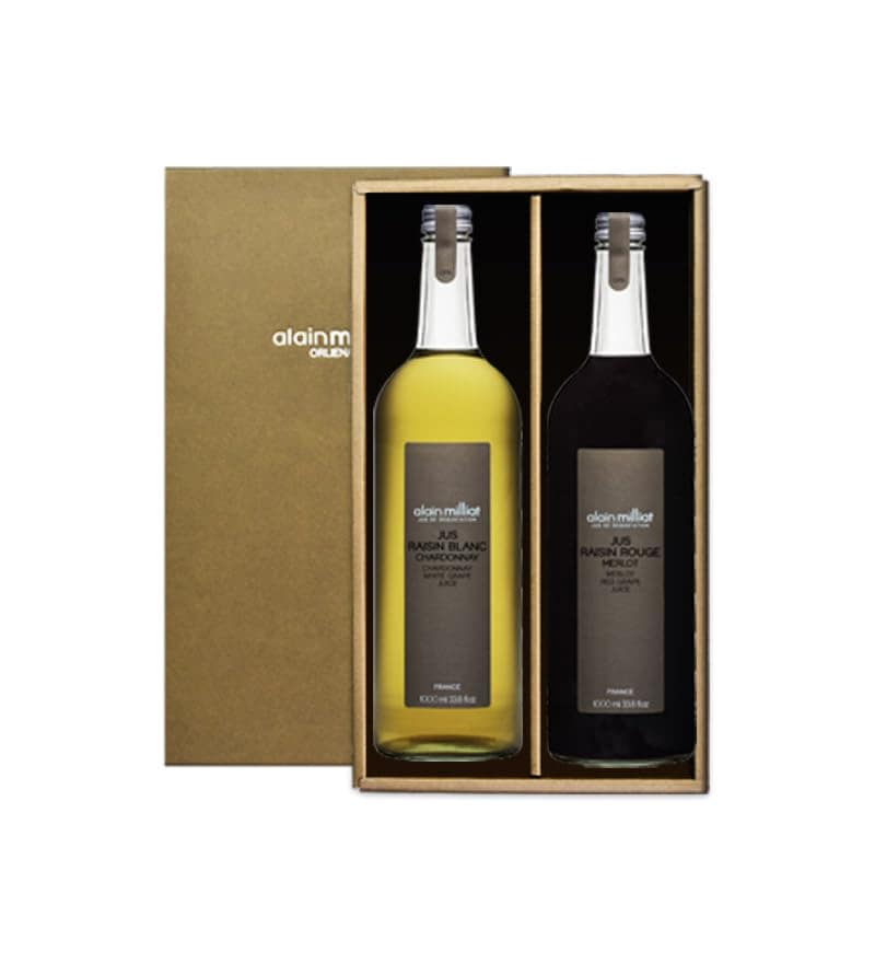 Amazon限定 アラン・ミリア ギフトBOX入り 1L 2本セット グレープジュース 紅白 （シャルドネ種白メルロー種赤）