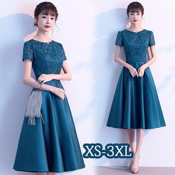 パーティードレス 袖付き 大きいサイズ 二次会 ドレス ファスナー エレガント 結婚式 親族