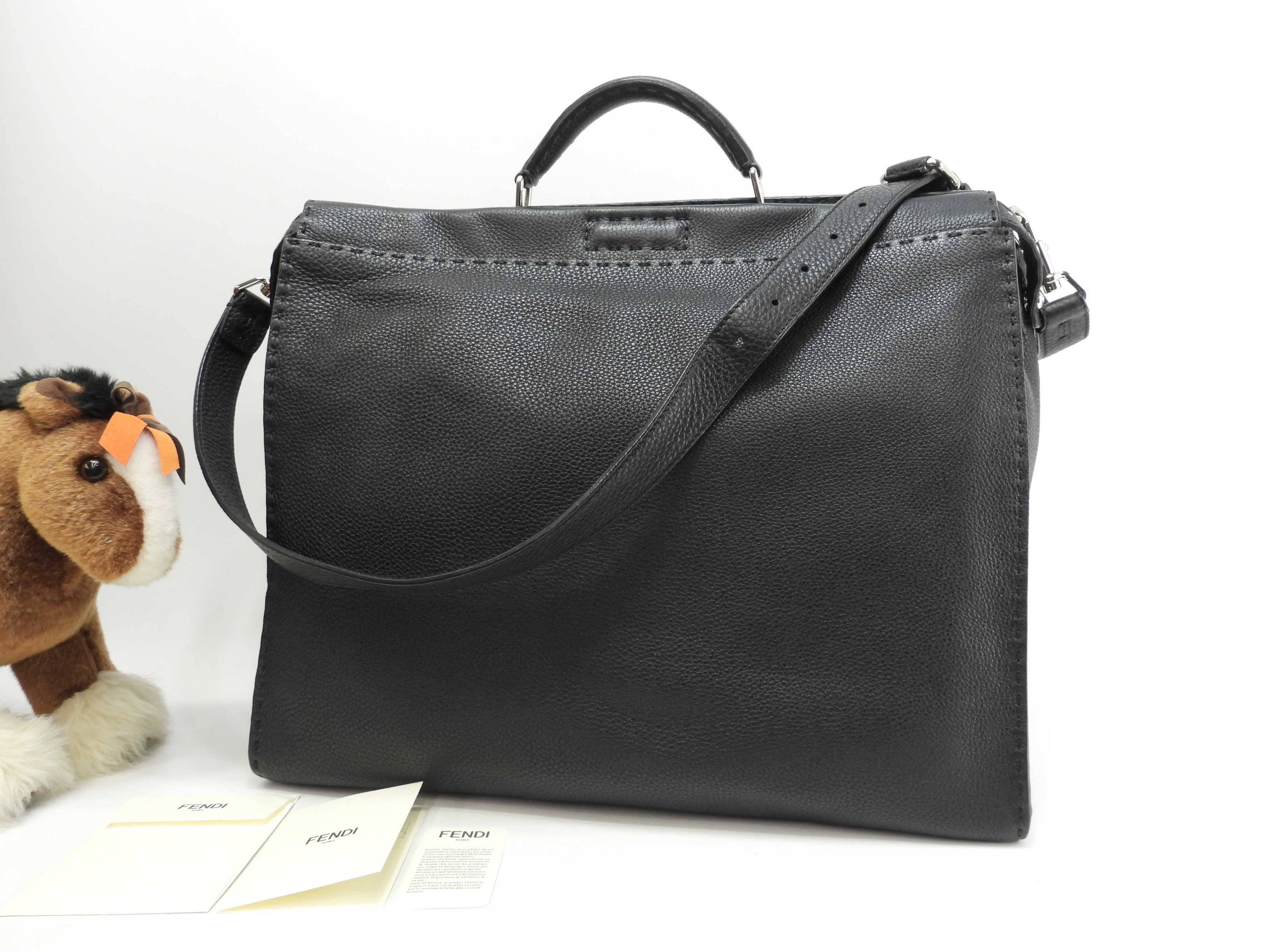 ピーカブー大 セレリアレザー 黒 メンズハンドバッグ ビジネスバッグ 極美品@ 20