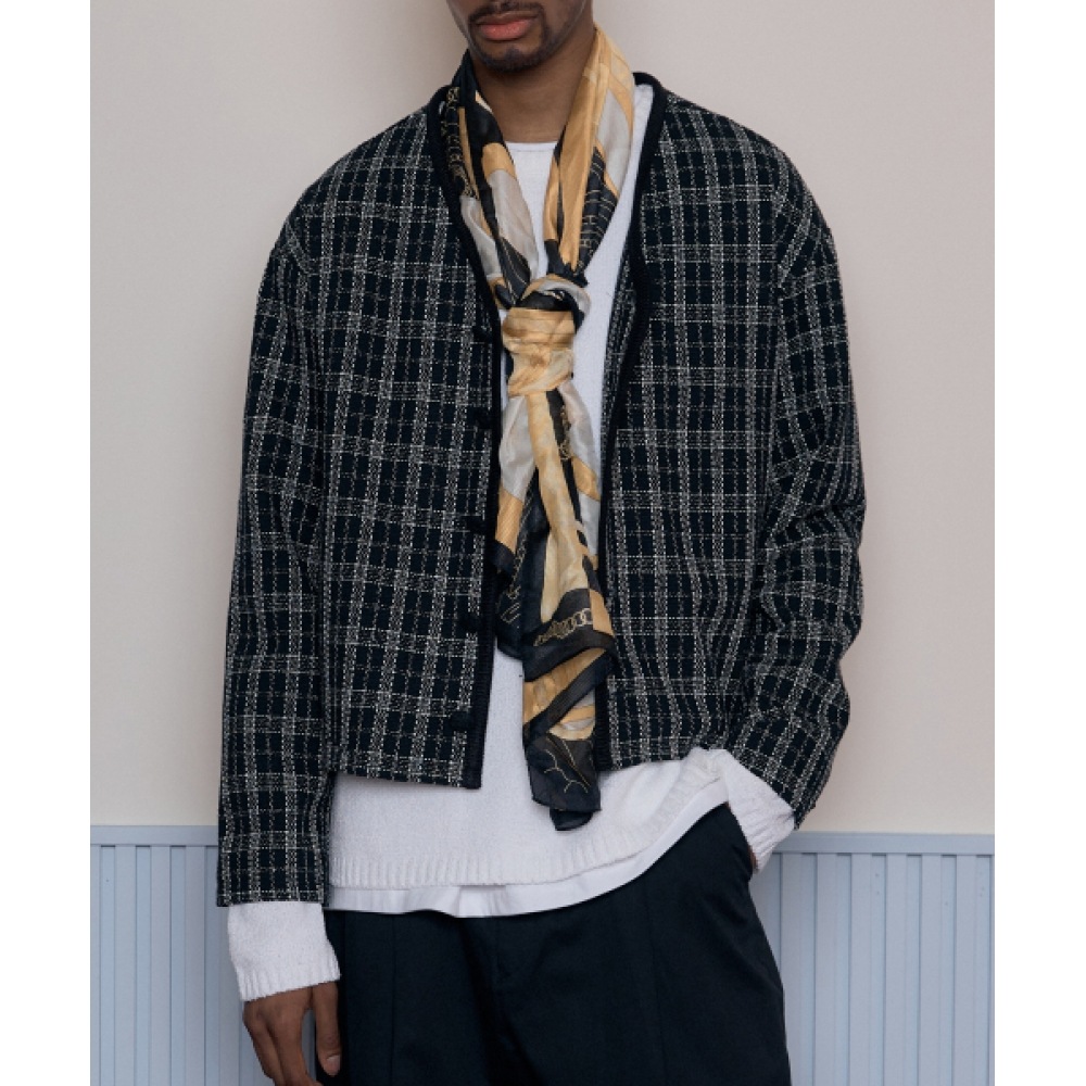 テイクアージーツイード Vネッククロップジャケット (フランネル)