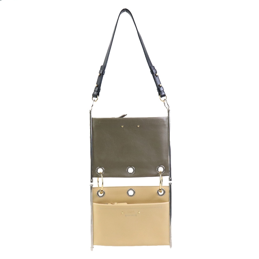 クロエ Chloe ショルダーバッグ クラッチバッグ 2Wayバッグ レザー ベージュグレー レディース h30174f