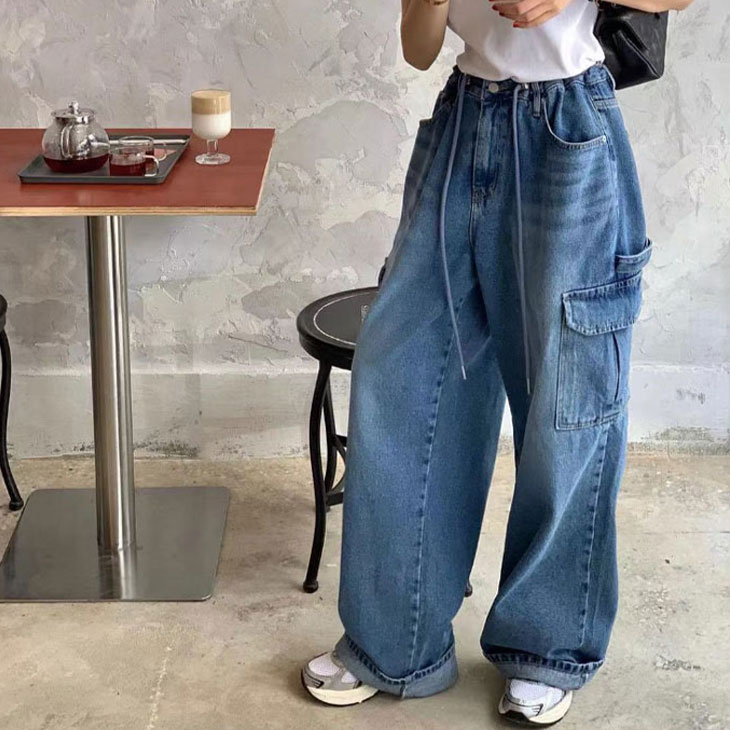 デニム ワイドレッグ パンツ レディース ジーンズ デニムパンツ ワイドパンツ ボトムス ユニセックス 男女兼用 メンズ 女性 男性 ゆったり シンプル きれいめ カジュアル 韓国ファッション