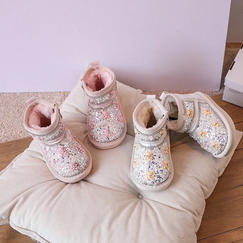 【本日限定】ムートンブーツ ハーフ キッズ ブーツ キラキラ 女の子 子供 ムートン ブーツ 無地 シンプル 14cm 15cm 16cm 17cm 18cm 19cm 20cm 21cm 22cm