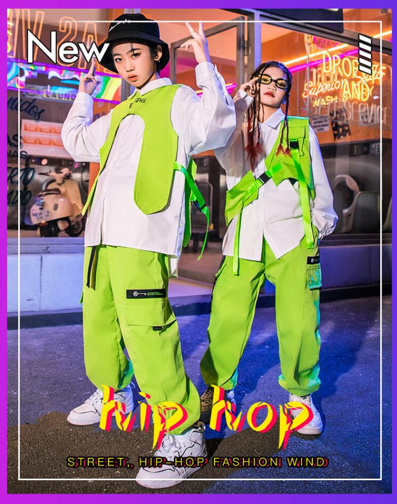 レッスンダンスウェア キッズジャズ 男の子 練習着 ステージ舞台衣装 発表会 ダンスセットアップ 団体服 K-POP ストリート 演出服 子供ダンス衣装 シャツ 応援団 イベント チーム衣装 蛍光 h