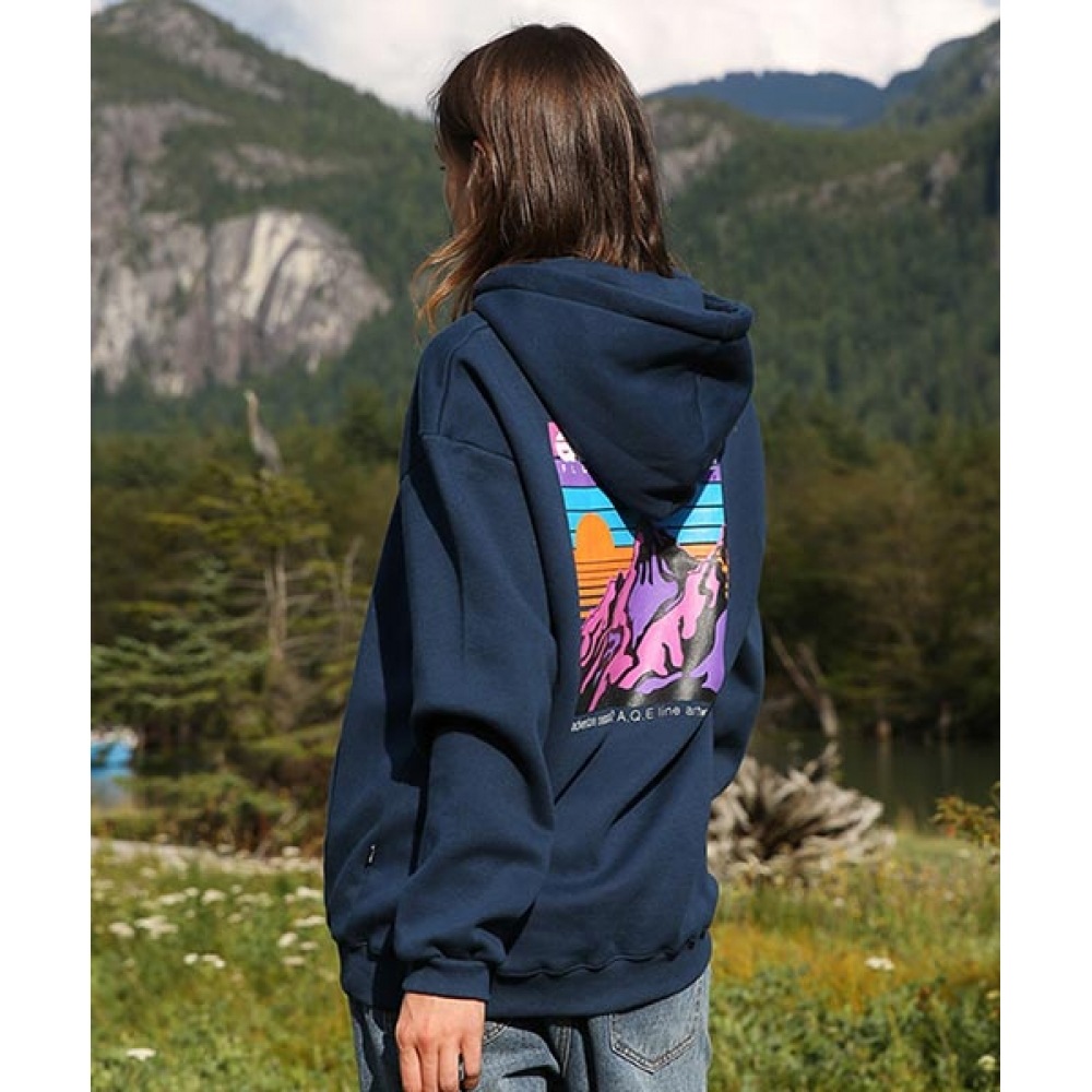 FLUKEレインボーサンセットフードTシャツネイビーFHT2008-Z