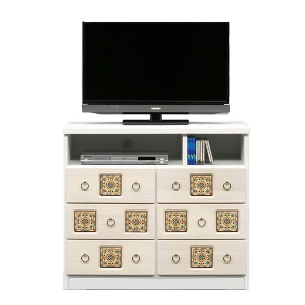 日本製 天然木 ミドル ＴＶ台 89cm幅 ホワイト 完成品 TVボード テレビ台 テレビボード リビングボード リビング収納