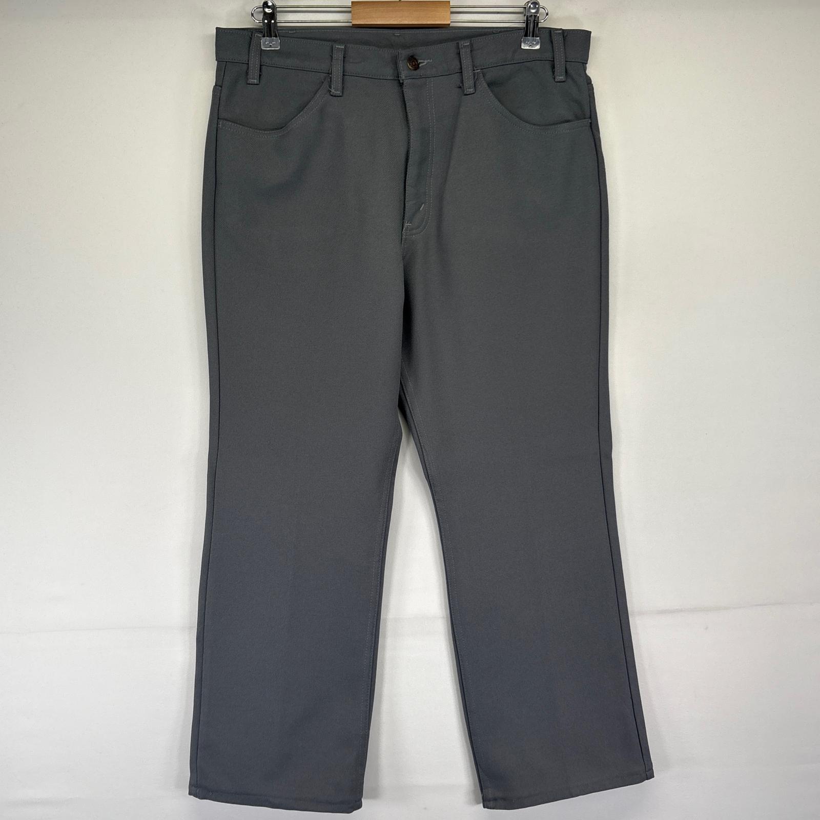 古着 90s/90年代 USA製 スラックスパンツ フレア ポリパン アクションパンツ スタプレ 10517 w36 L29 グレー系 メンズ