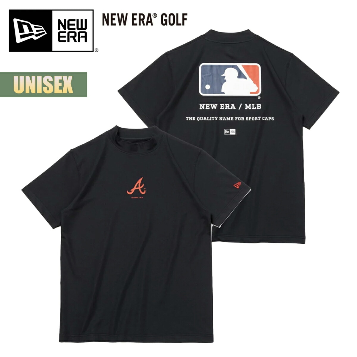 ゴルフ 半袖 ミッドネック Tシャツ GOLF MLB アトランタブレーブス ネイビー ユニセックス ゴルフウェア モックネック 鹿の子 メンズ レディース 5,775円