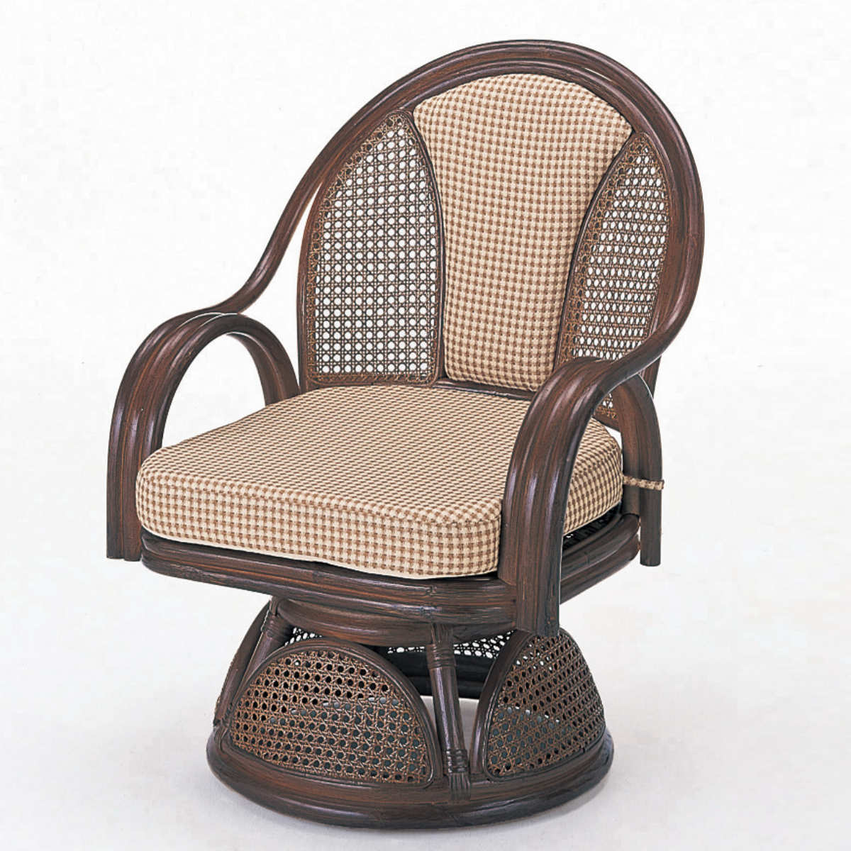 回転座椅子 ラタン ラウンドチェア 籐家具 座面高35cm 回転式 背もたれ付き 肘付き 肘掛 イス チェア 座いす アジアン 和モダン リラックスチェア パーソナルチェア 籐回転椅子 チェック 18,186円