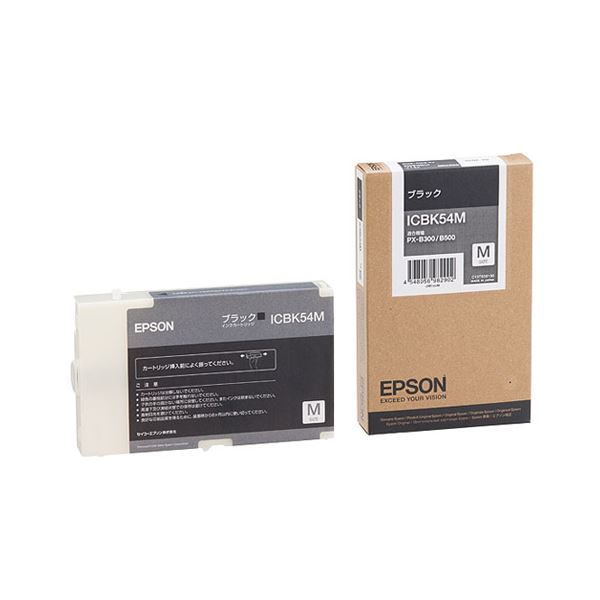 （まとめ） エプソン EPSON インクカートリッジ ブラック Mサイズ ICBK54M 1個 (×3セット)