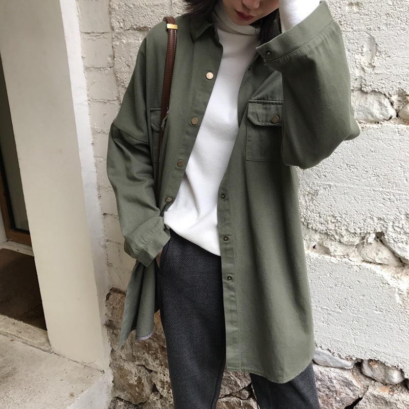 ロングシャツ ゆったり 重ね着 ラフ 可愛い 0357t