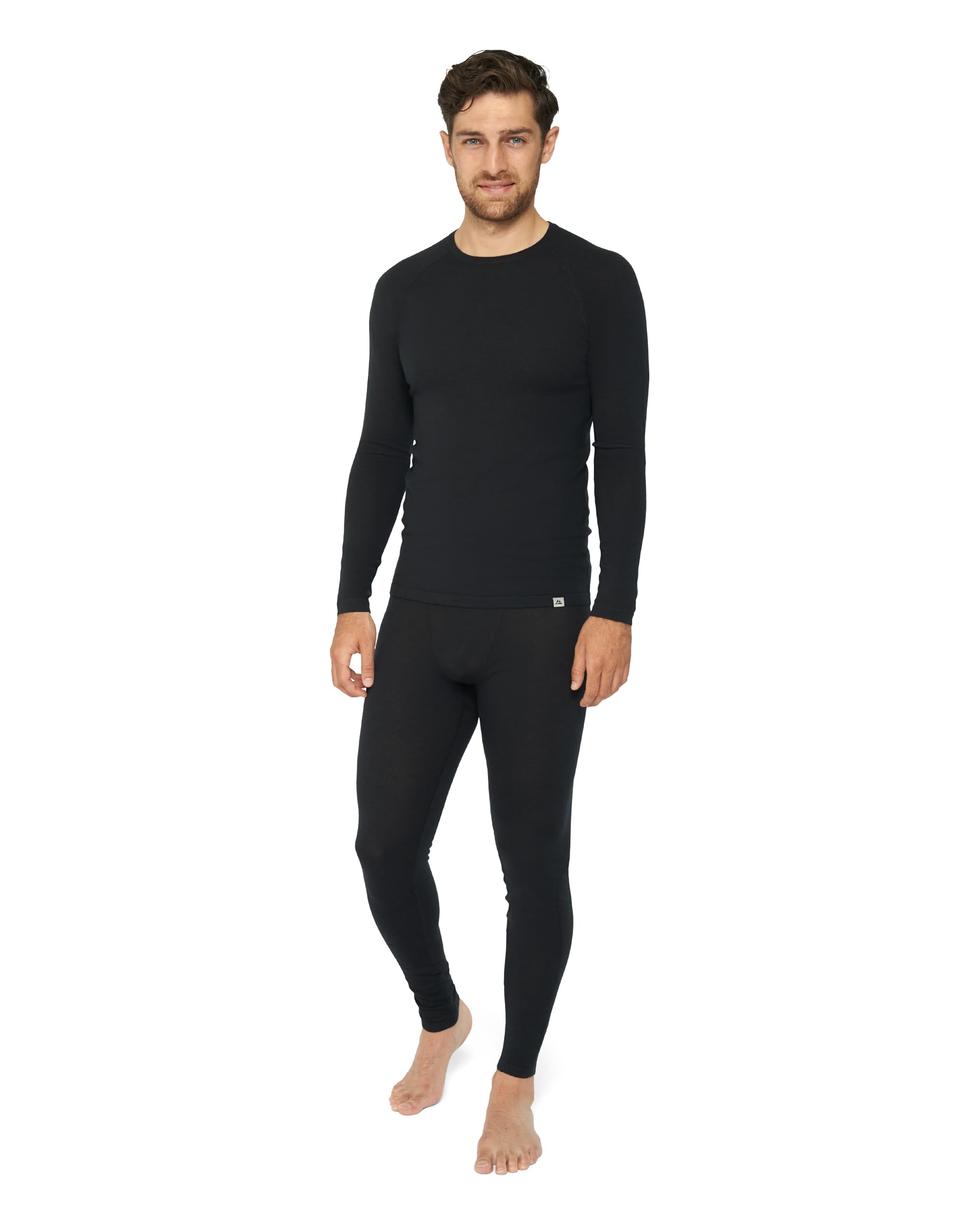 [DANISH ENDURANCE] Mens Merino Baselayer Set (LS Shirt + Tights) L Black 1-pack