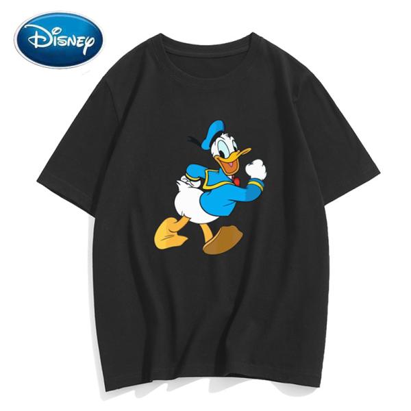 ディズニー Tシャツ スウィート デイジー ドナルドダック プリント 半袖 カップル ユブラック-ドナルド-XXXL