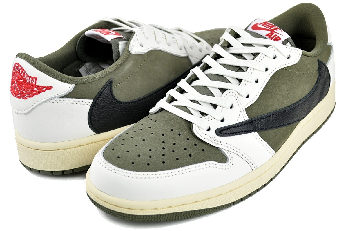 エアジョーダン 1 ロー OG トラビス・スコット リバースオリーブ ミディアム オリーブ ブラックセイル dm7866-200