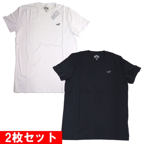 Tシャツ 2枚セット メンズ ワンポイント クルーネック ホワイト ブラック HOLLIS CNP2