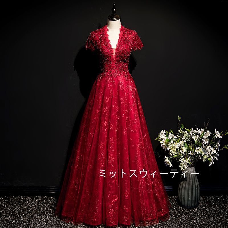 Ａラインドレス ロング カラードレス カクテルドレス 演奏会 結婚式 イブニングドレス 二次会 披露