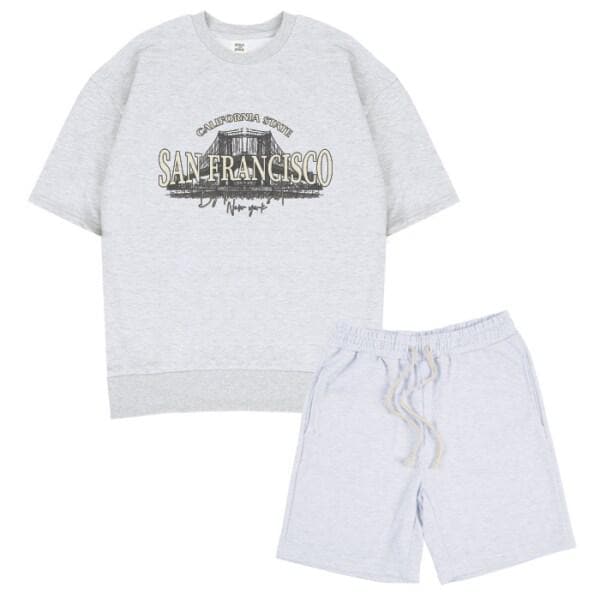 SAN FRANCISCO オーバーフィット 半袖 スウェット ショートパンツ セットアップ 6カラー